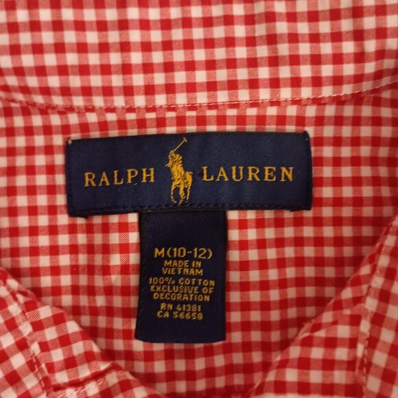 Ralph Lauren Boys Red White Gingham Button Up Shirt Size M 8–10 - Picture 8 of 15
